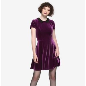 Purple Velvet Collared Dress